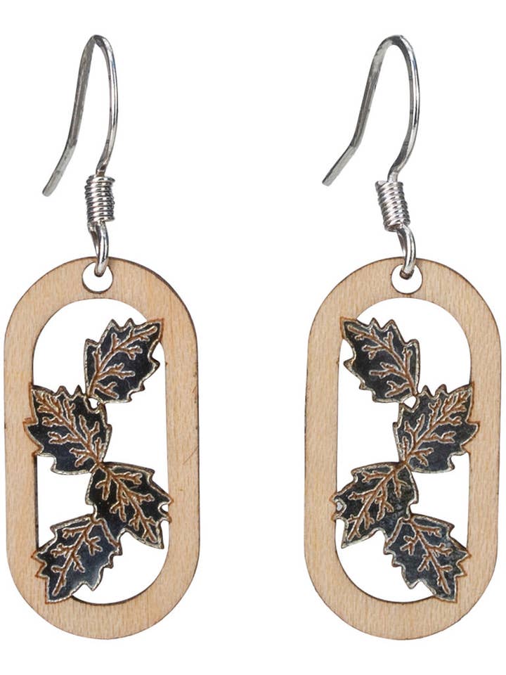 Blade Kvist ørering med sølv folie Accent for engroshandel hos Woodcutts Inc.