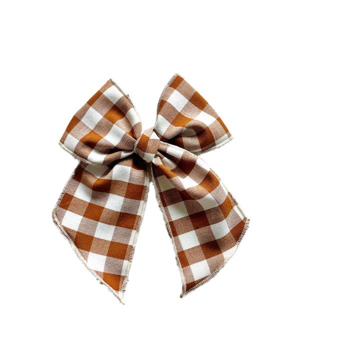 Lady Eleanor & Co - Wholesale Hair Bow - Kids - Chestnut Gingham Elle Bow1