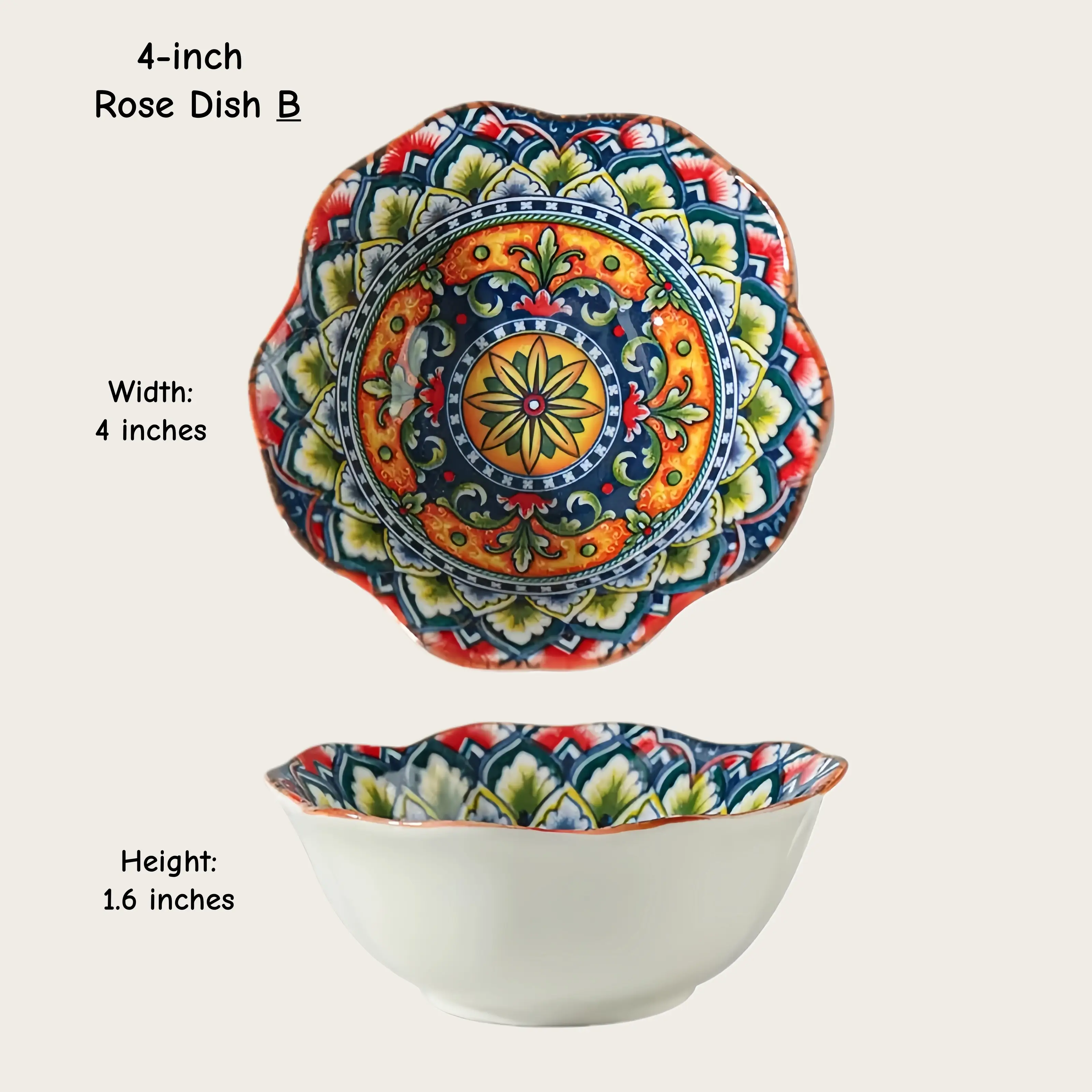 Otterware - Vente Bols à condiments/sauces - Bols en céramique hexagonaux et roses marocains (10 cm)1