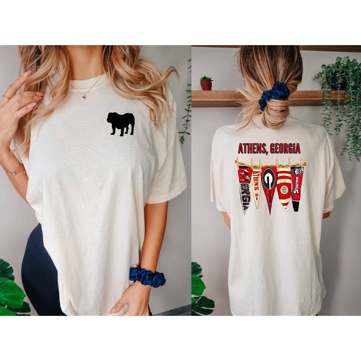 Maglietta Pennant Comfort Colors dell'Università della Georgia per la vendita all'ingrosso da parte di Southern Girl Supply Co