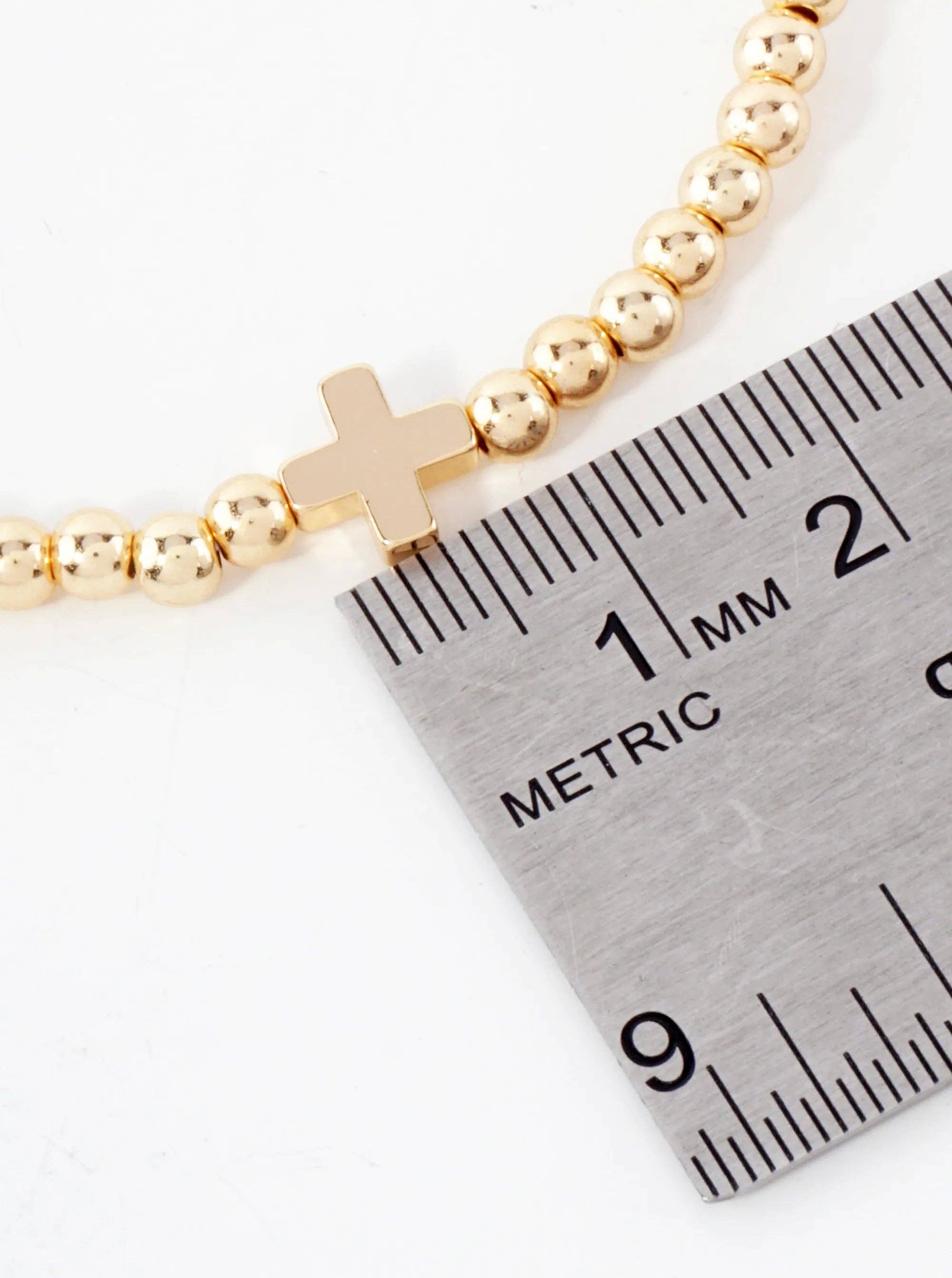 Wild Honey - Wholesale Jewelry Set - 3PC-Set Metallic Beads Cross Stackable Stretch Bracelets10