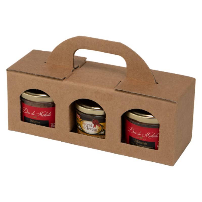 Deffrennes - Wholesale Gift Box - Rectangular kraft cardboard box with 3 jars3