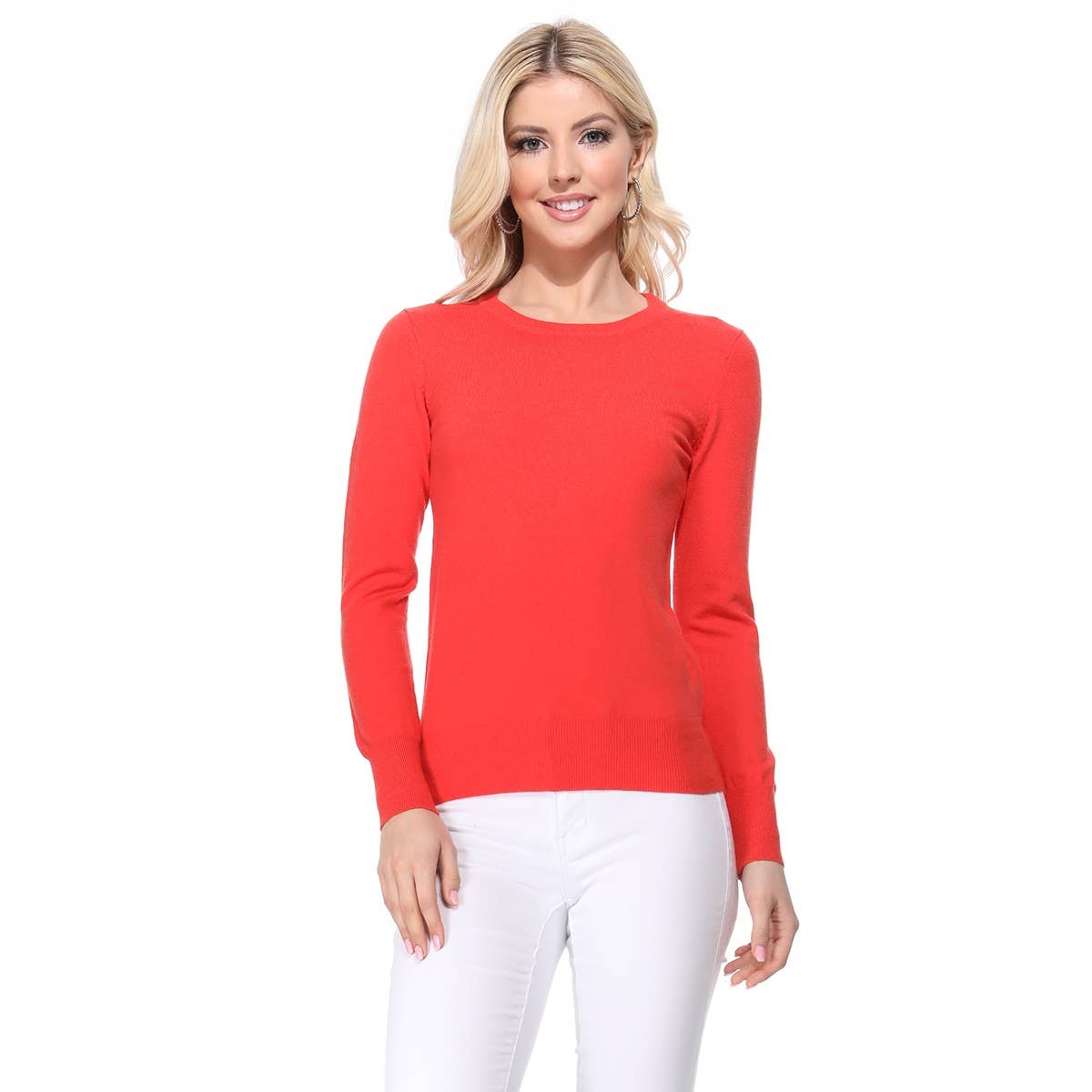 Mak – Engroshandel Pullover - Dame – Langærmet Crewneck blød strik sweater pullover MK55006