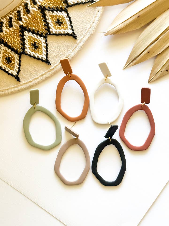 Polymer Clay Hoop Earrings: Lightweight Handmade Jewelry for wholesale by Freckled Wing Design