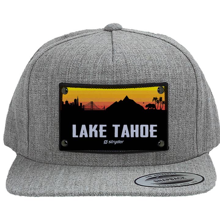 Lake Tahoe solnedgång på en YP5089 Heather Grey Hat för wholesale av Stryder Gear