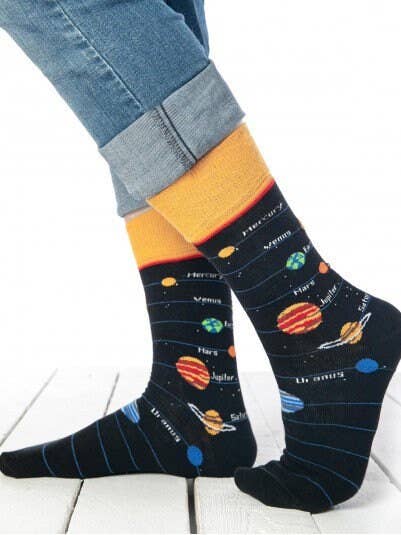 Aarde en Planeet Thema Grappige Heren Sokken Cadeau voor wholesale door Socksbros LTD