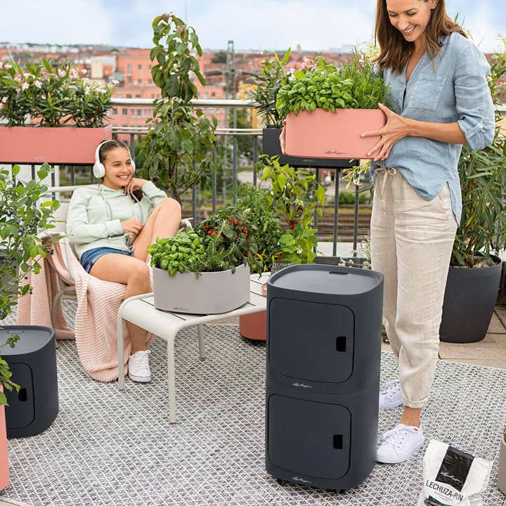 Lechuza Self Watering Planters - Vente Cubes de rangement - LECHUZA PILA STORAGE Unité en polyrésine couleur avec drain de pluie4