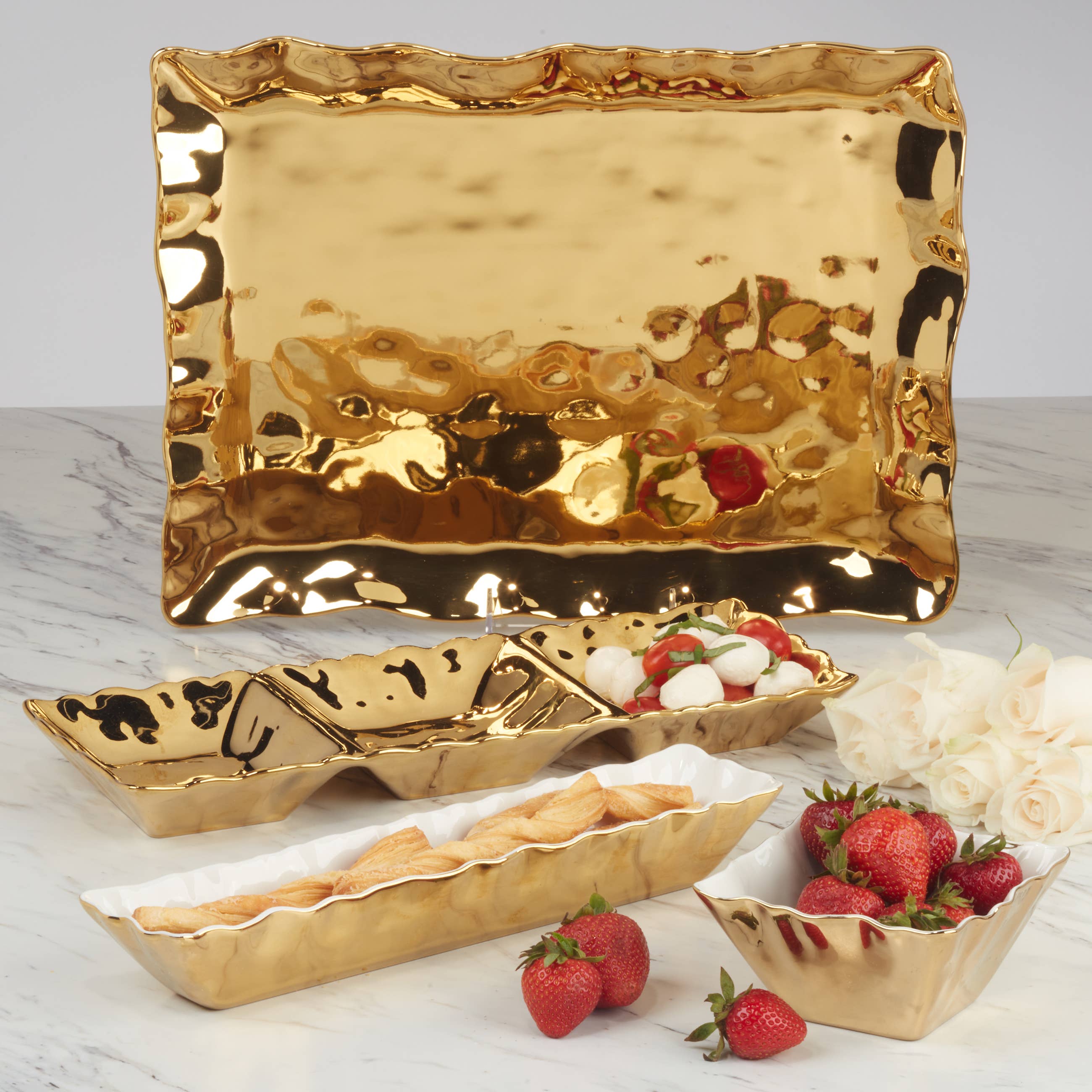 Certified International - Wholesale Serving Tray - Gold Coast Cracker Tray 13 x3.5x2.254