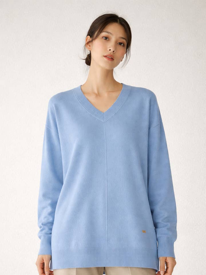 Jersey de punto fino de primavera con cuello en V para venta al por mayor de Lucy Sparks