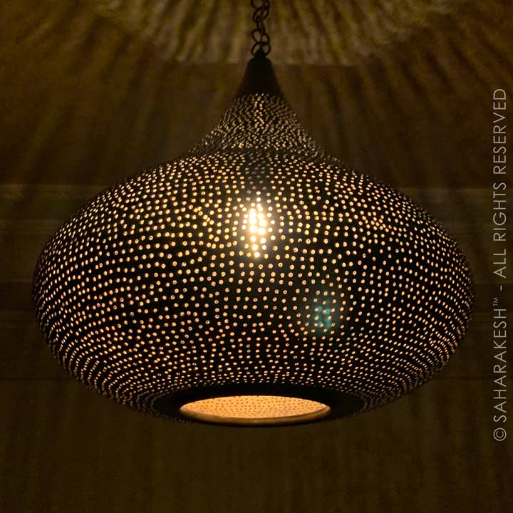 SaharaKesh – Engroshandel Lysekrone/pendellampe – Marokkansk pendellampe i håndlavet messing med bronzefinish4