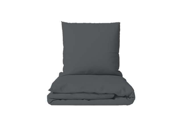 Bedding Set Solid Anthracite with Decorative Stitch 100% Mercerized Cotton Satin 300 TC Easy Iron for wholesale on Faire2