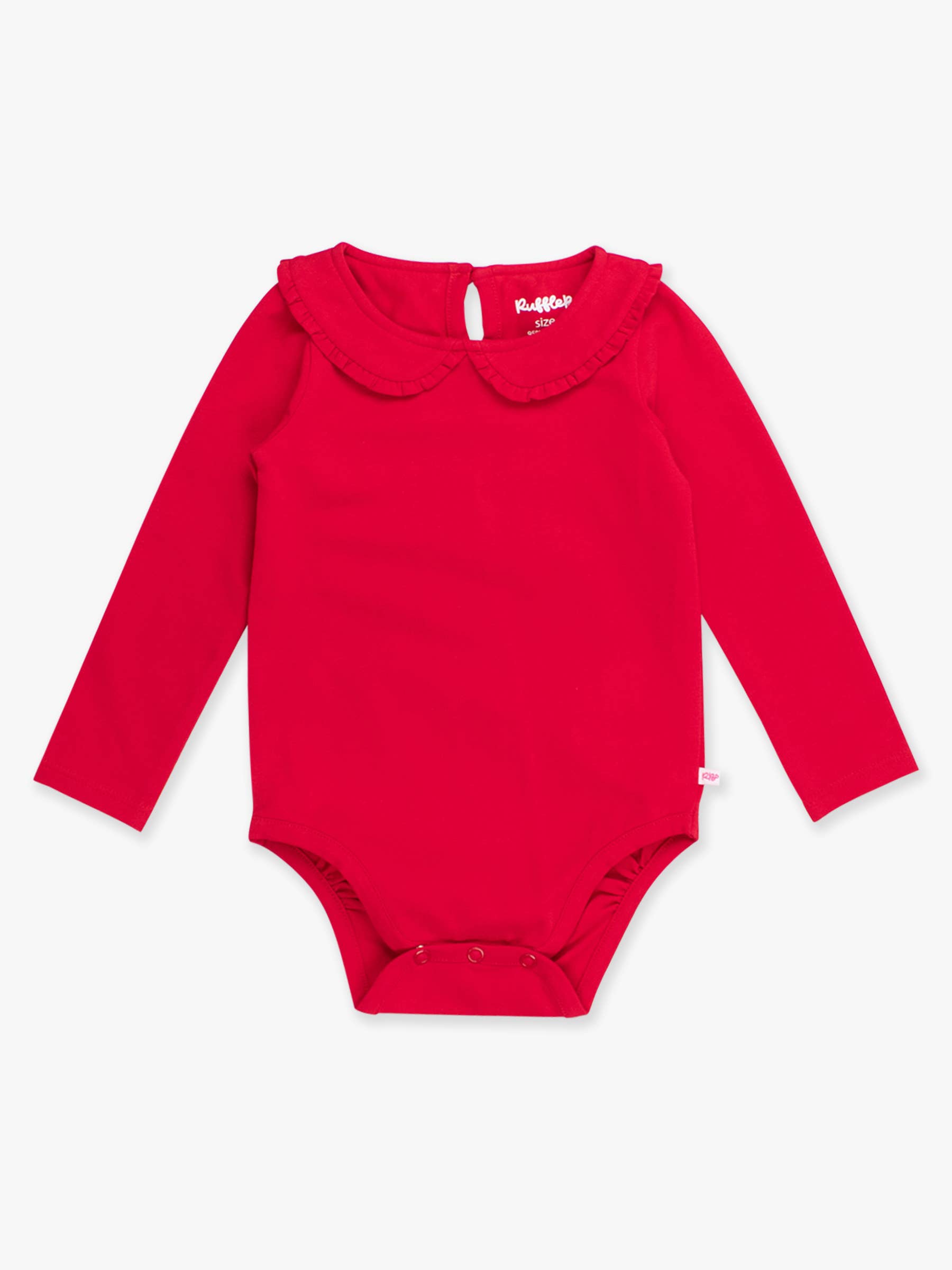 Rood Baby meisjes rood gerimpeld Peter Pan kraag lange mouwen gebreid rompertje voor groothandel op Faire5
