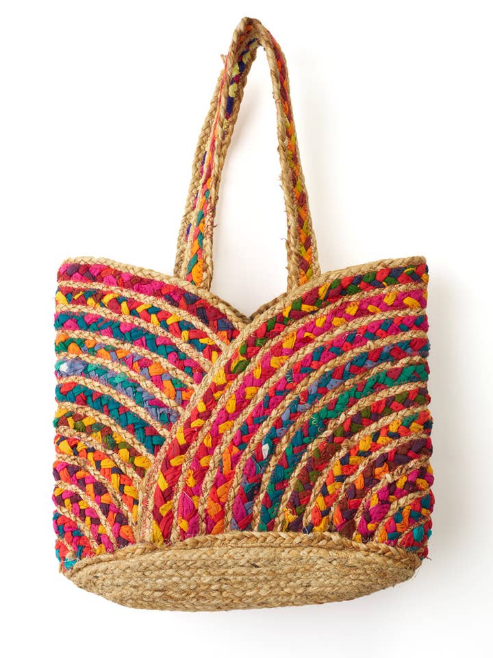 Bolsa de transporte multicolor Chindi, tejida a mano para venta al por mayor de Matr Boomie Fair Trade