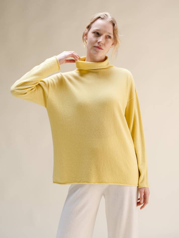 Cashmere Mix Relaxed High Neck Sweater (3D-Knit) for wholesale by Lèmme