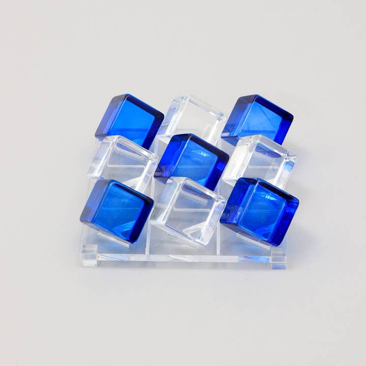 ExpoBazaar - Wholesale Decorative Tabletop Object - Tik Tack Toe | Acrylic Blue & White Tik Tack Toe Game Set3