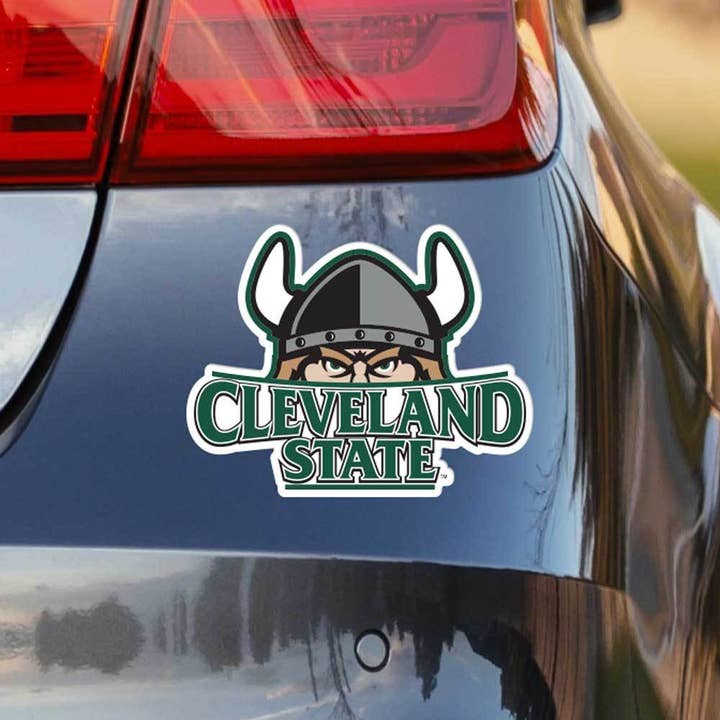 Nudge Printing - Wholesale Sticker - Cleveland State University Magnus Over Wordmark Car Decal