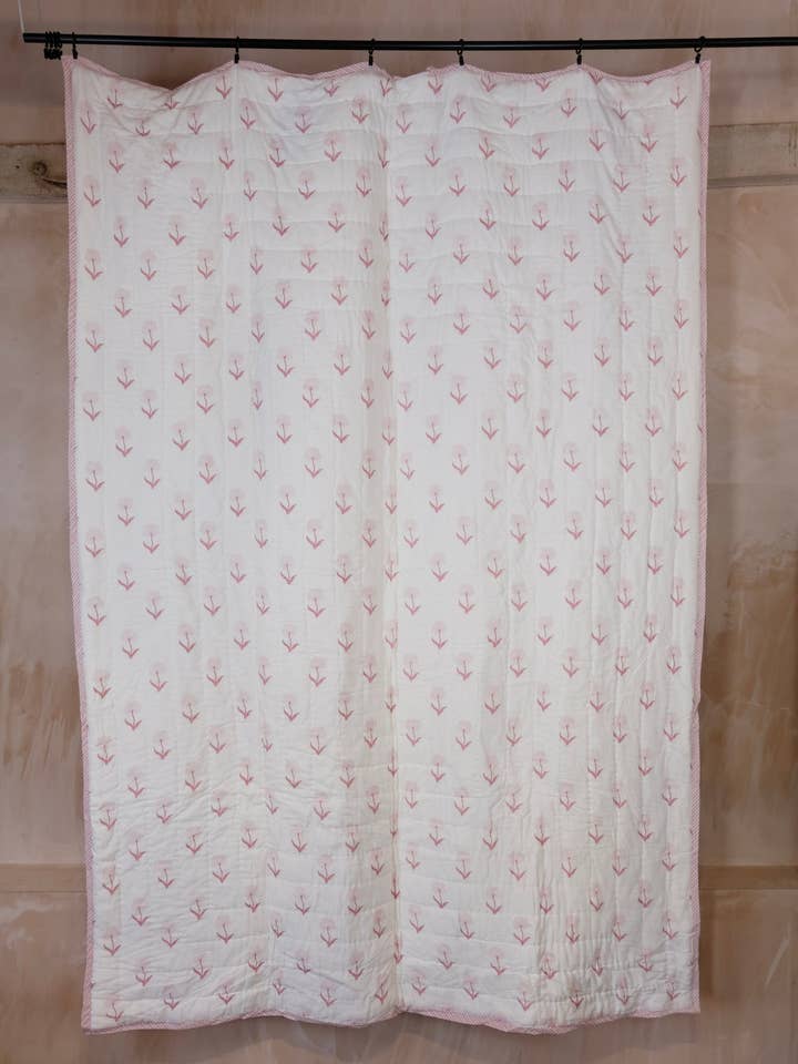 Pink Organic Cotton Toddler Quilt for wholesale by Kapara London