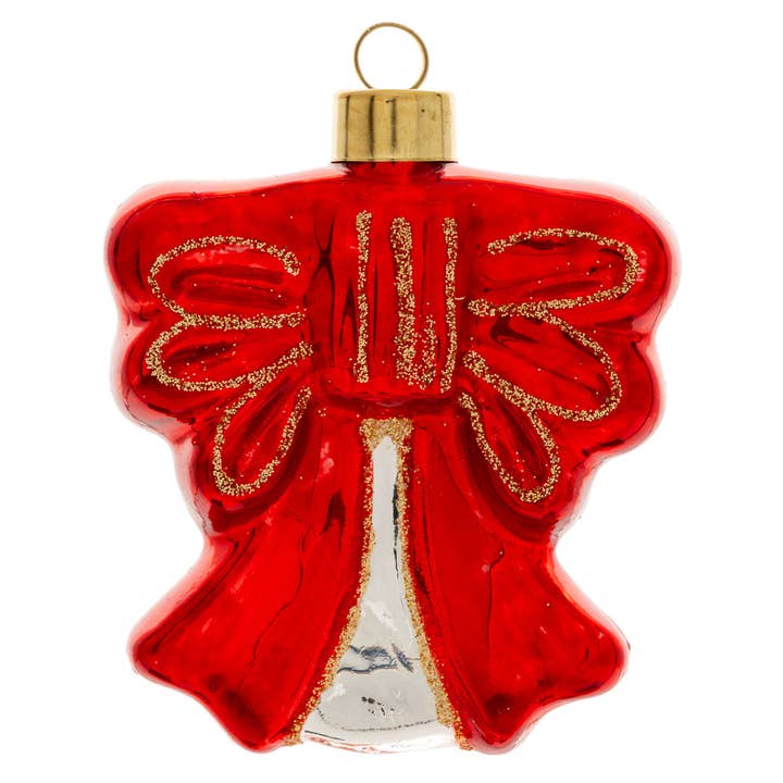 Red Bow Glass Ornament for wholesale by Karma