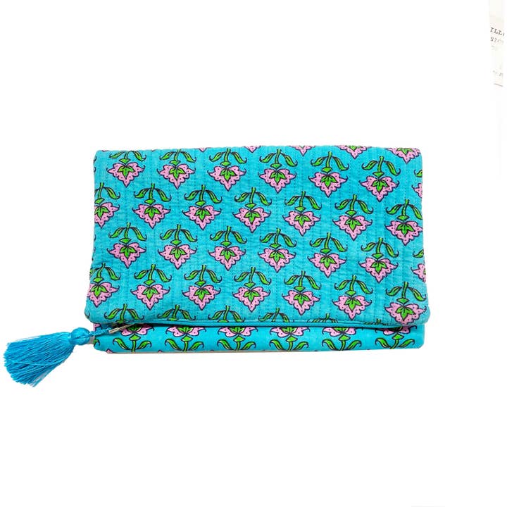 Pochette BOHO ripiegabile - Blu - NUOVO! per la vendita all'ingrosso da parte di Quilted Koala