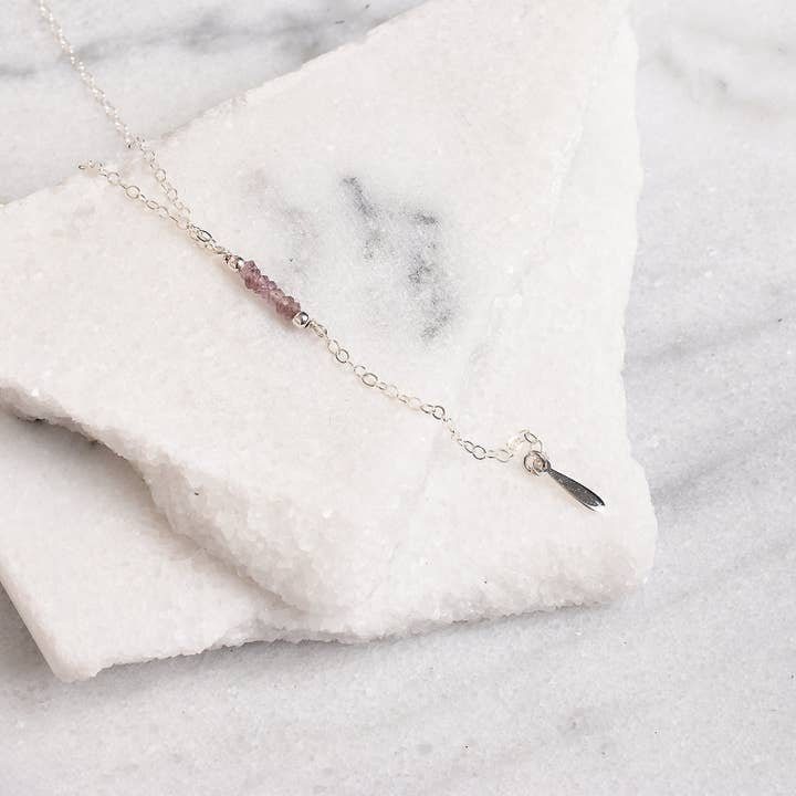 Colar Lariat de Safira Rosa, Colar Y Prateado na Moda por atacado de Designed by Stacey Jewelry