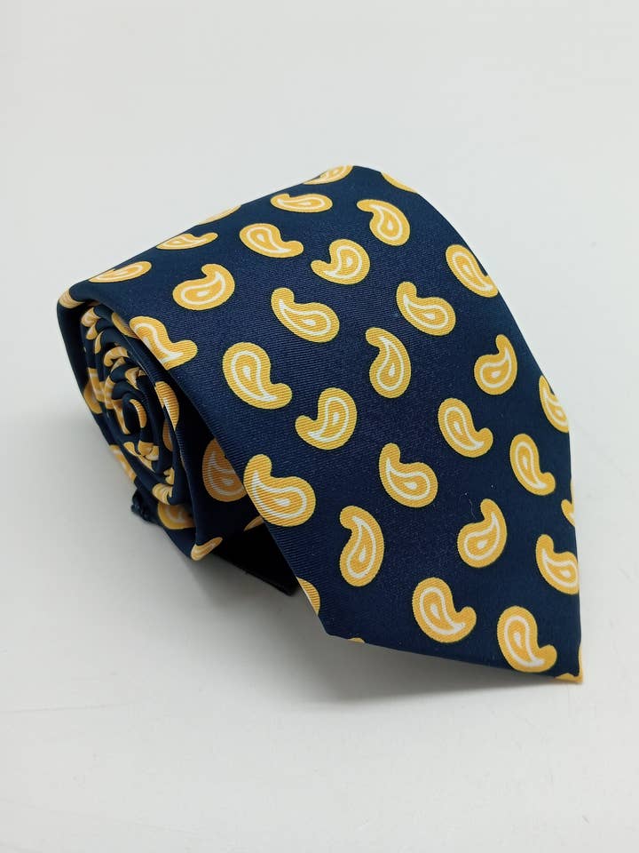 Marinblå och gul kashmirslips för wholesale av Andaluza De Corbatas SLU