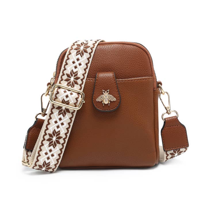 Papaya Fashion Ltd - Wholesale Crossbody Bag - Women's - B23001 Bee Cross Body Handbag with double zip top sections