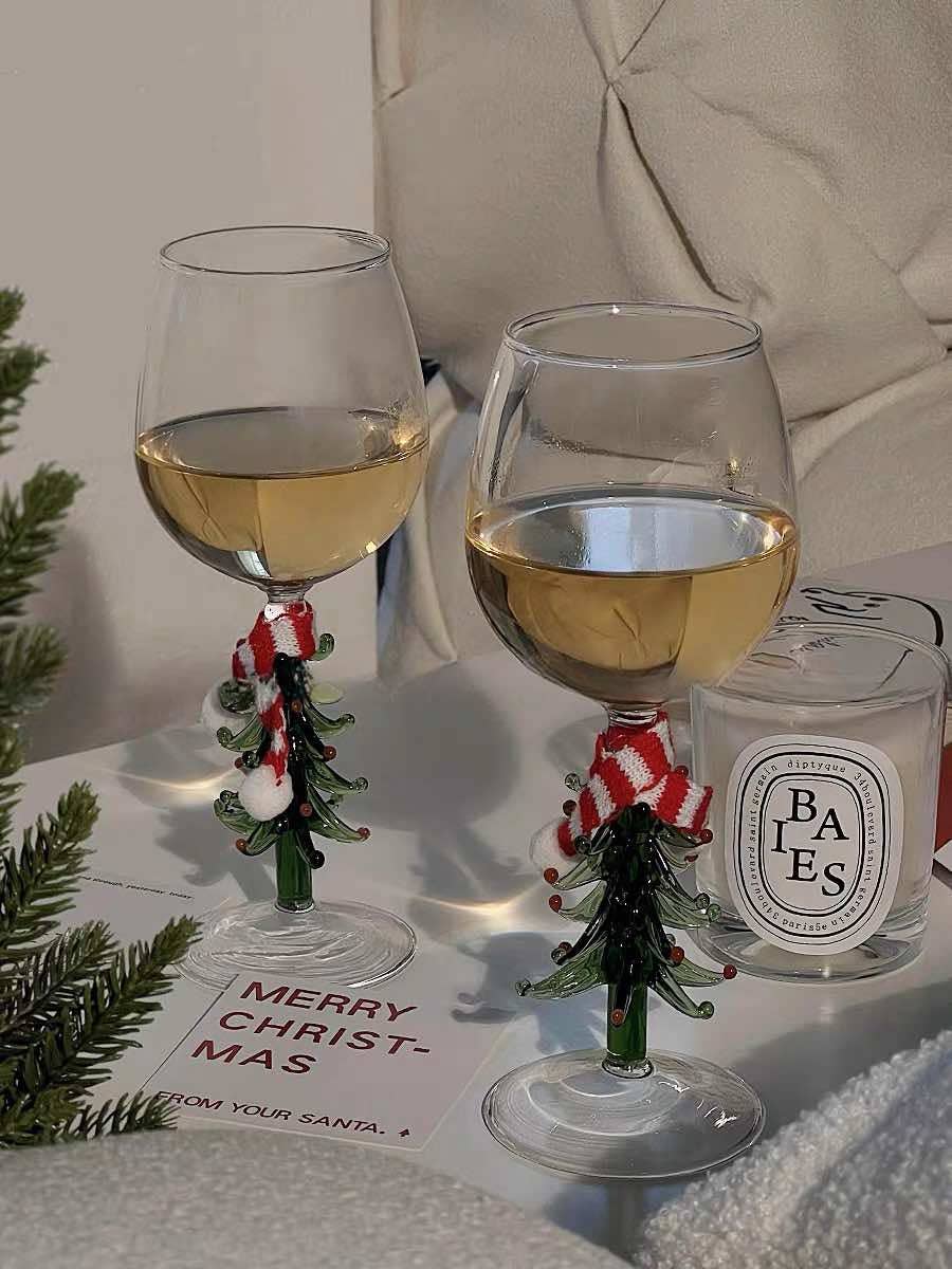 INSPECIAL HOME - Wholesale Wine Glass - Handblown Christmas Tree Wine Glass Goblets Case Of 408