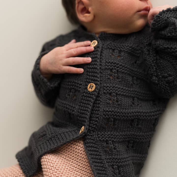 micu micu – Engroshandel Jakke - Baby – Openwork mørkegrå jakke