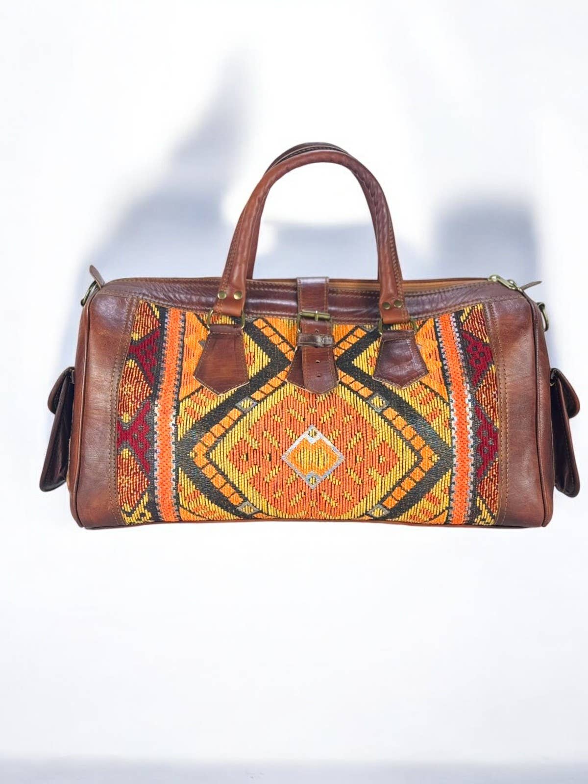 Melecraft – Saco de viagem - Unissexo por atacado – Bolsa de Couro Artesanal e Kilim – Bolsa de Viagem Marroquina6