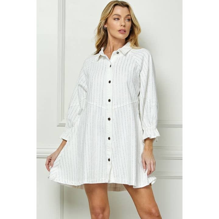 Rhinestone Stripe Denim Dress for wholesale by Veveret