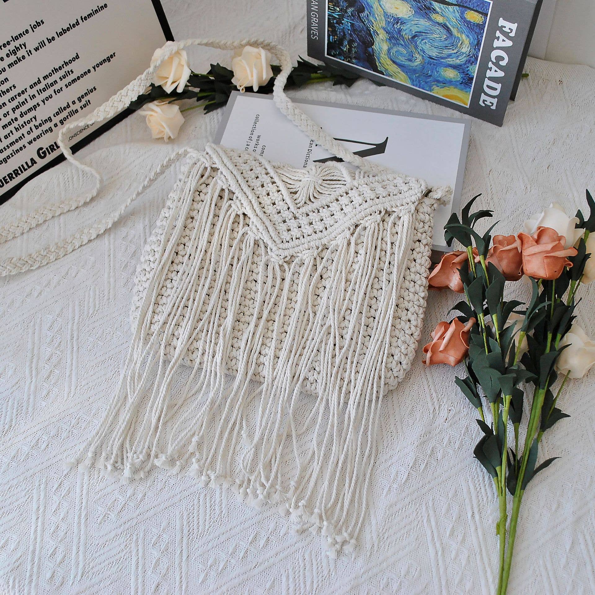 EmberLoom - Wholesale Crossbody Bag - Women's - Elegant Macramé Fringe Crossbody Bag0