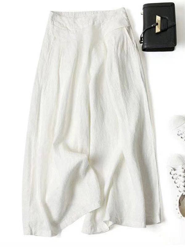 UZ Wholesale Store - Vendita all'ingrosso Pantalone - Donna - Pantaloni larghi nona larghi in cotone ramie tinta unita10