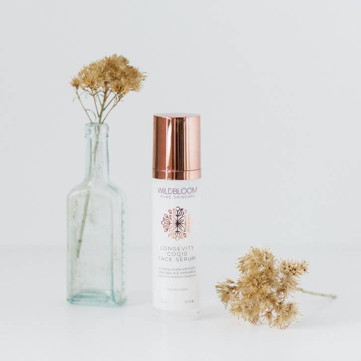 Longevity CoQ10 Face Serum for wholesale by WildBloom Skincare