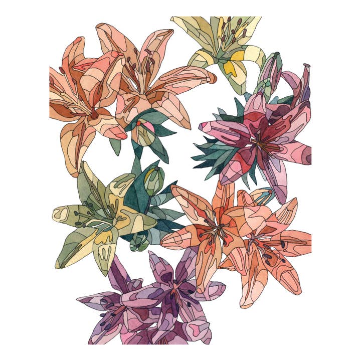 Konst Akvarell Tryck - Liljor för wholesale av Kate Wyatt Fine Art