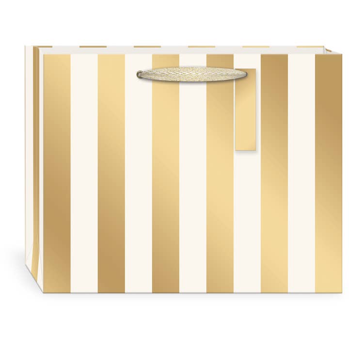 Grand sac horizontal à rayures dorées Flora 13,75" X 4,75" X 11" pour la vente par Punch Studio