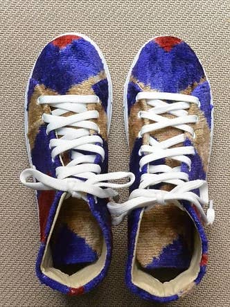 Velvet Ikat Hightop Sneakers - Purple Haze for wholesale by MIQISSA