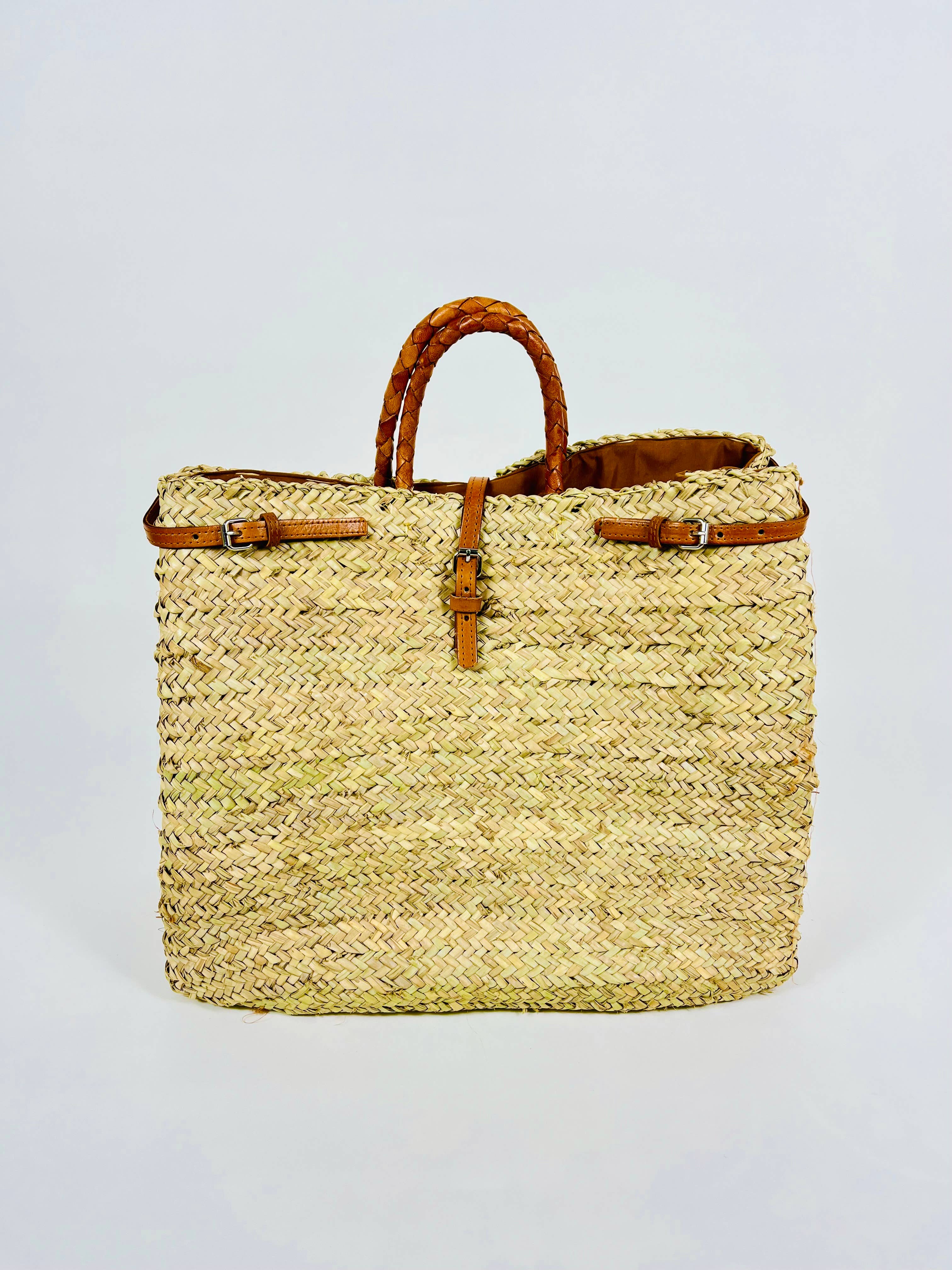 Mikwi – wholesale Korg – Fransk marknadskorg med dubbla remmar i läder6