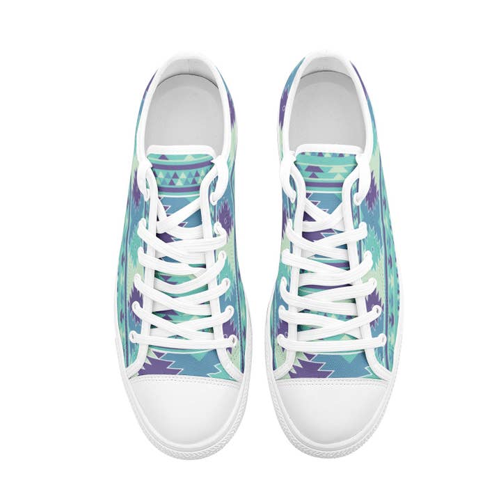 Oh Pote – Engroshandel Lifestyle sneaker - Unisex – Blå og lilla batik sko - unisex lav top lærred sko