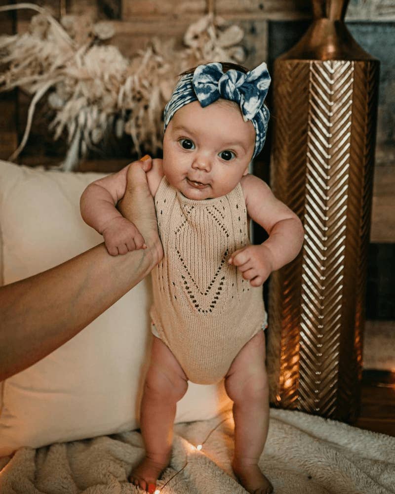 Bailey's Blossoms - Wholesale Bodysuit (Non-Footed) - Baby - Drake Crochet Halter Romper - Vanilla Cream