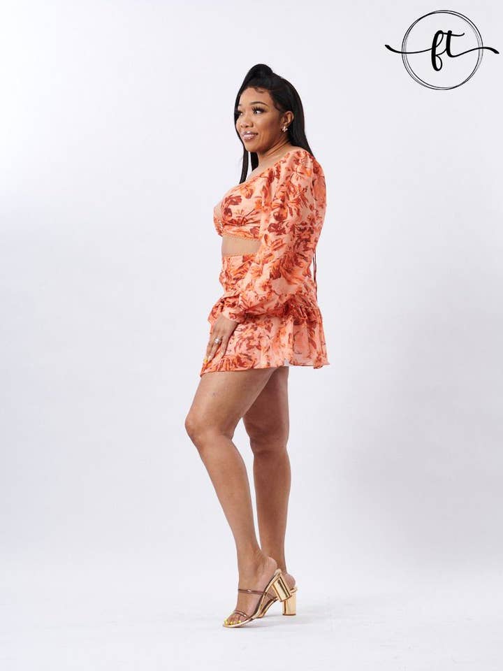 Orange Haze Skirt Set for wholesale by Forty Thirty Collection