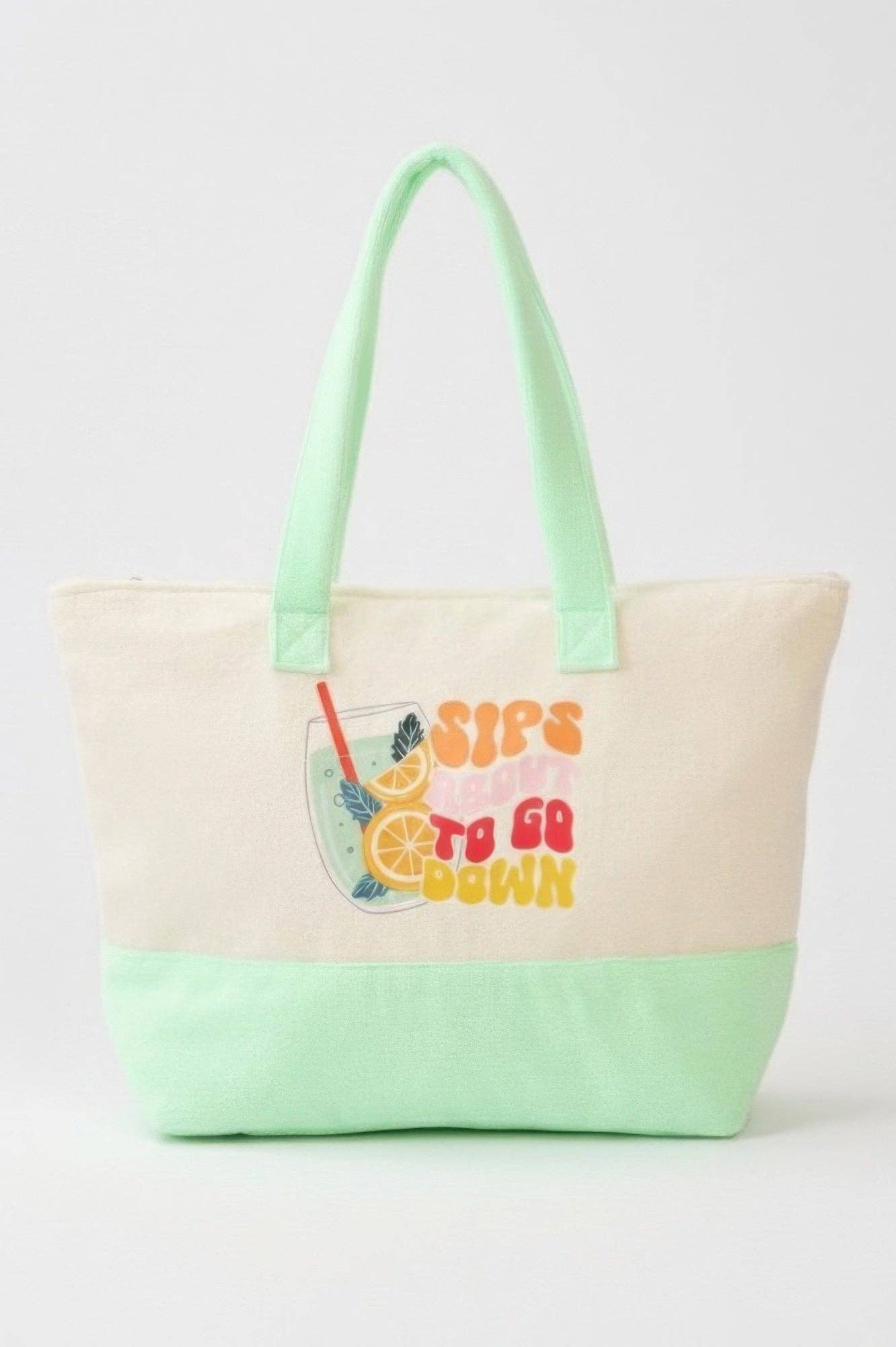 CC Wholesale Clothing - Wholesale Tote Bag - Women's - Sips About To Go Down Terry Tote10