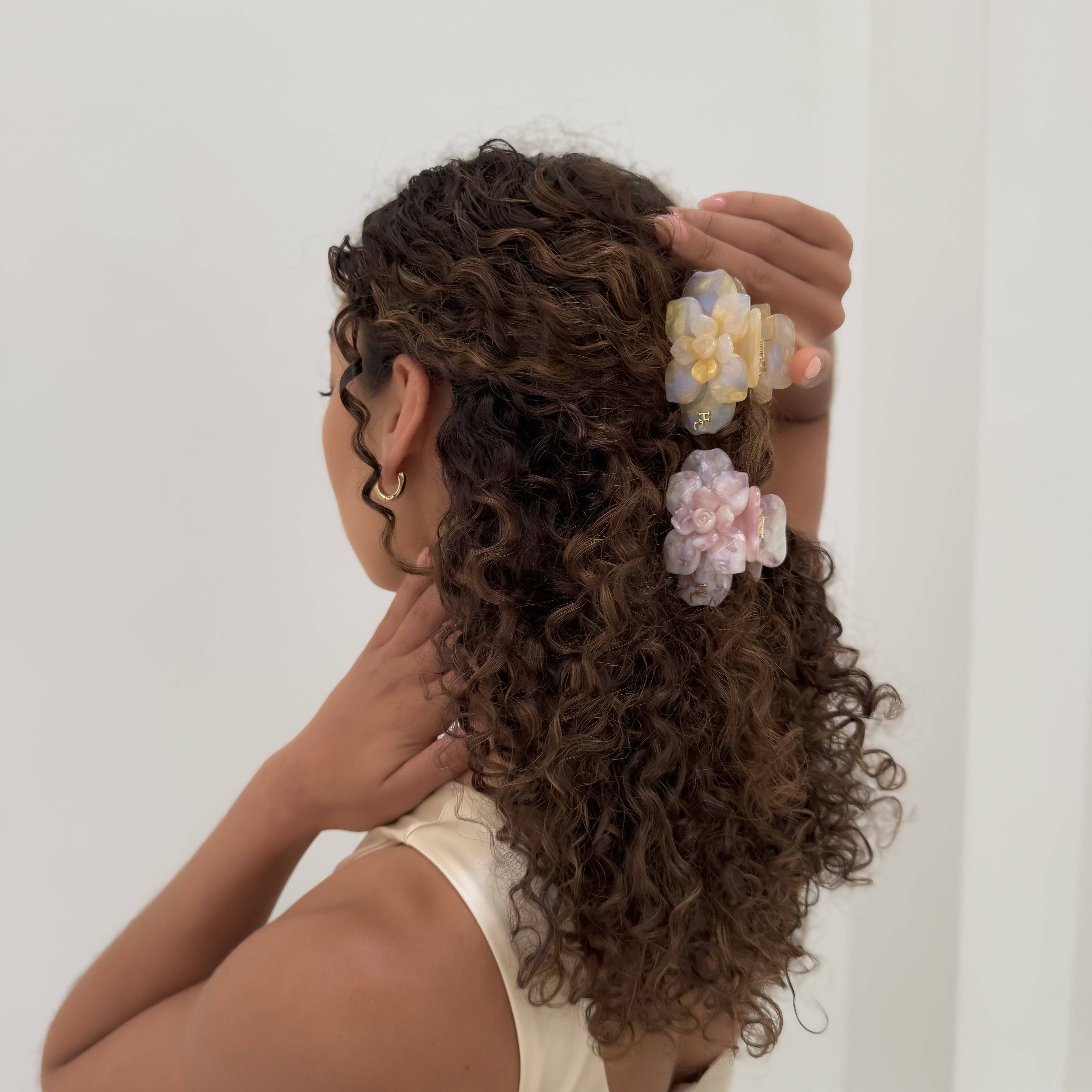 HoneyLux – Großhandel Haarclip – Damen – Acetat Magnolia Claw- Pink Pearl4