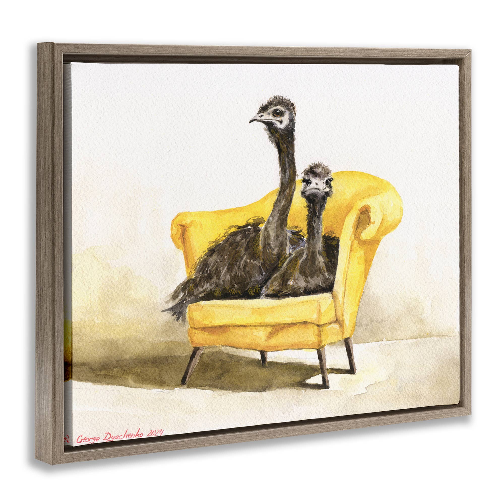 Stupell Industries - Wholesale Wall Sign - Funny Ostriches on Yellow Chair - Framed Wall Art18