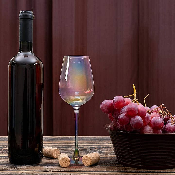 The Wine Savant / Khen Glassware - Wholesale Wine Glass - Iridescent Luster Large Radiance Wine Glasses - White Pearl1