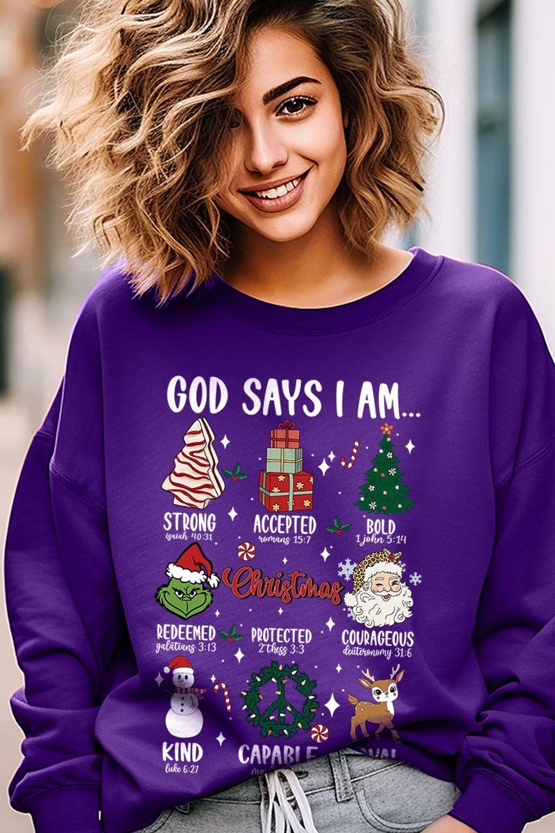 COLORBEAR - Wholesale T-Shirt (Graphic) - Unisex - God Says I Am Christmas Graphic Fleece Sweatshirts4