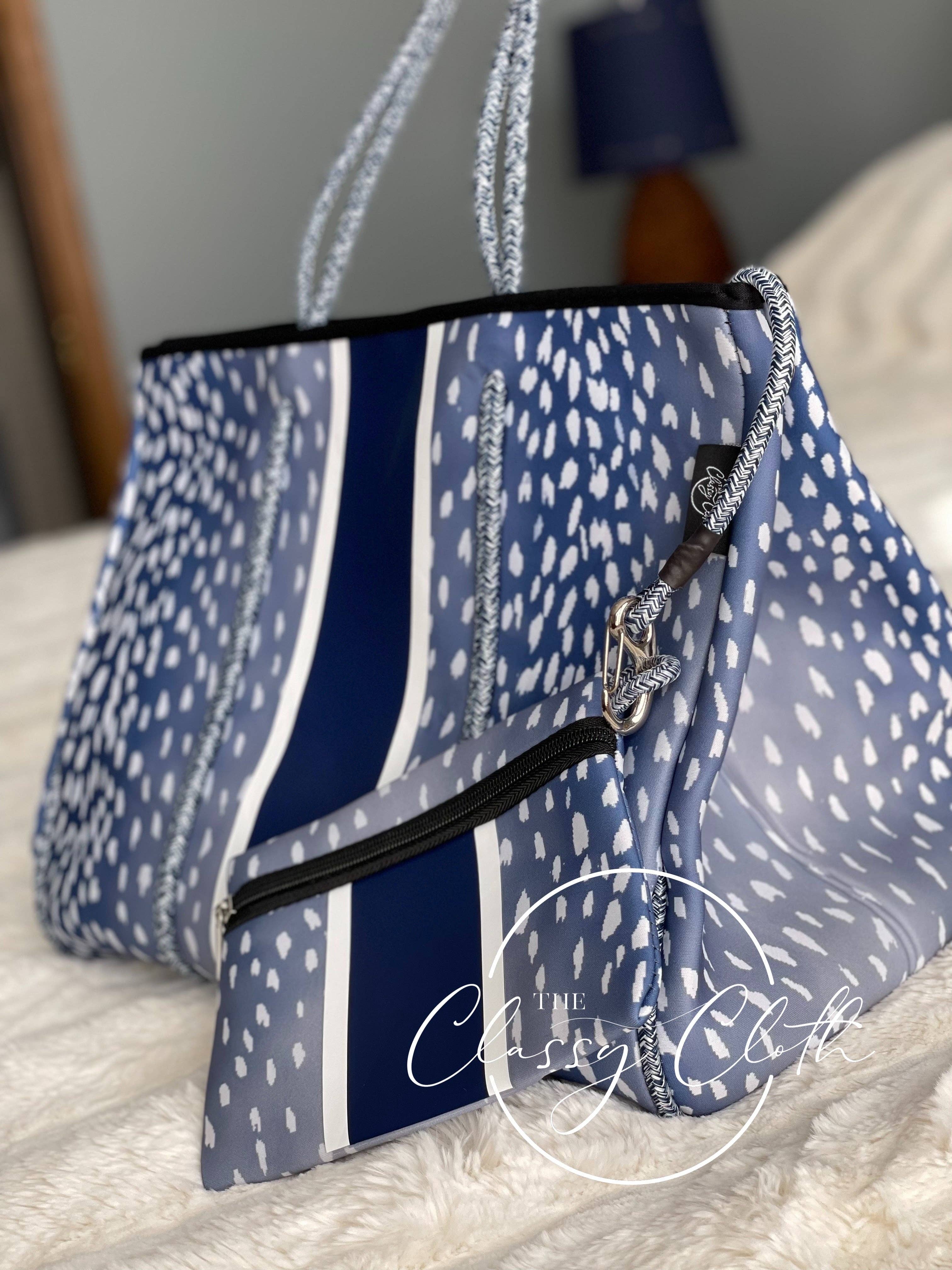 The Classy Cloth WS - Wholesale Tote Bag - Unisex - Neoprene Carryall Tote - Navy Speckled RTS6