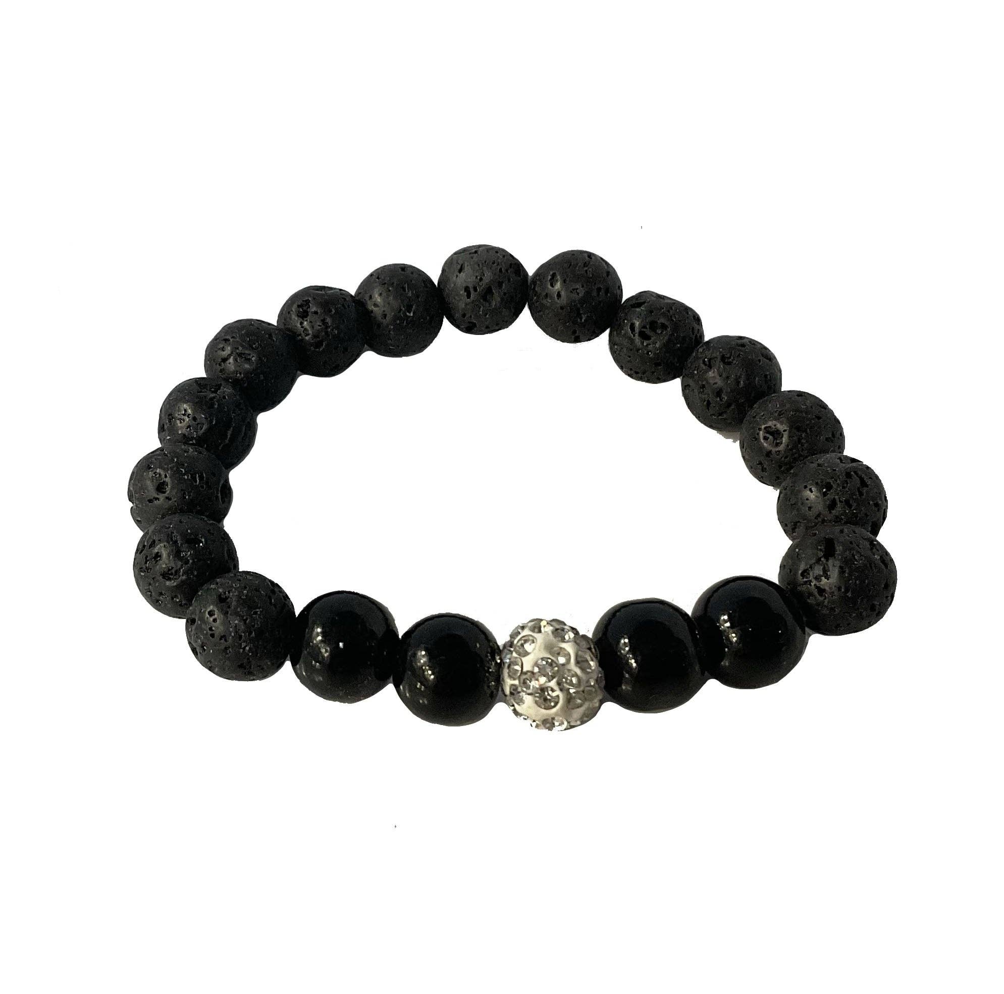 Astoria Gift Corporation - Wholesale Beaded Bracelet - Natural Lava Rock Stone Stretch Bracelet #28-113555