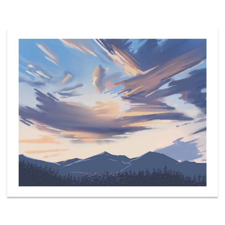 Northern Presidential Range, New Hampshire Print for wholesale by Kat Maus Haus Illustration