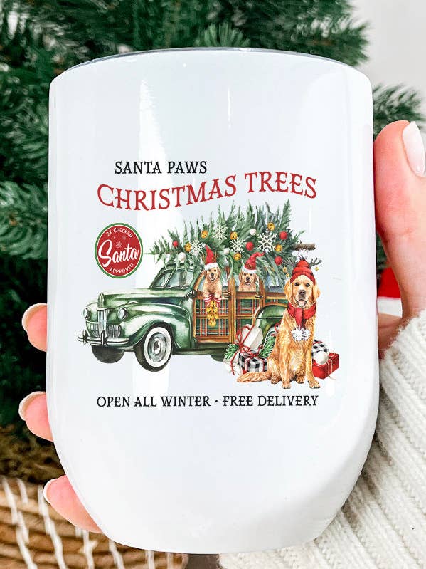 Christmas Gifts Santa Paws Truck Wine Tumbler Holiday for wholesale by Cali Boutique Wholesale