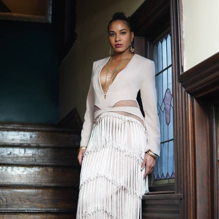 Fiona Fringe Champagne Beige Dress for wholesale by Nina Cheyenne Apparel